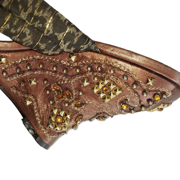 ColeHaan Embellished Wedge Sandals Size 10 - Picture 6 of 16